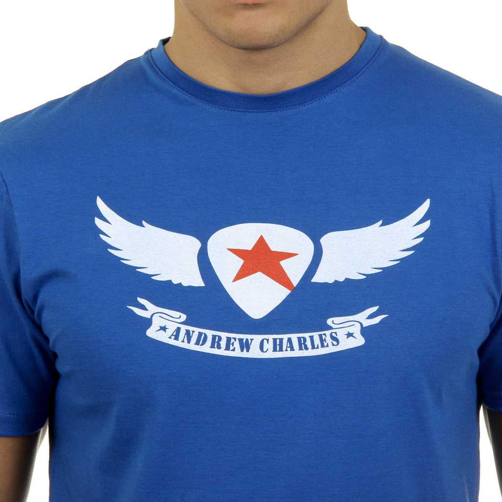 Camiseta Andrew Charles para hombre, manga corta, cuello redondo, azul, KEITA