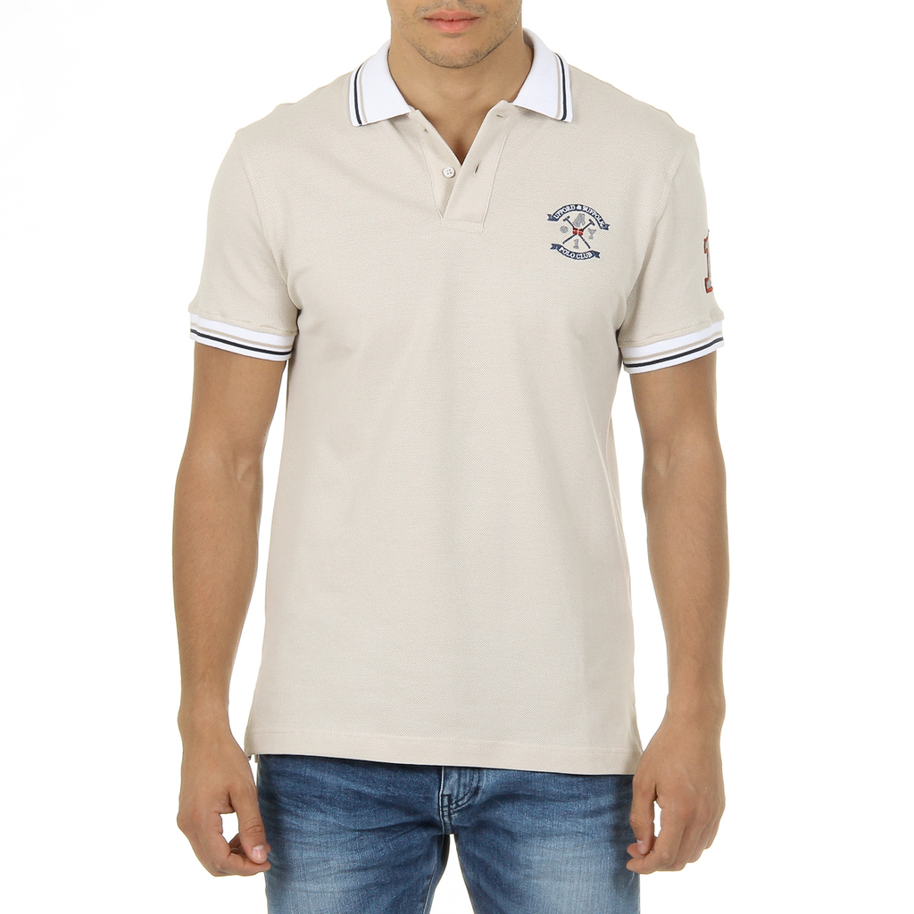 Polo Ufford & Suffolk Polo Club para hombre, manga corta, beige, FURIA
