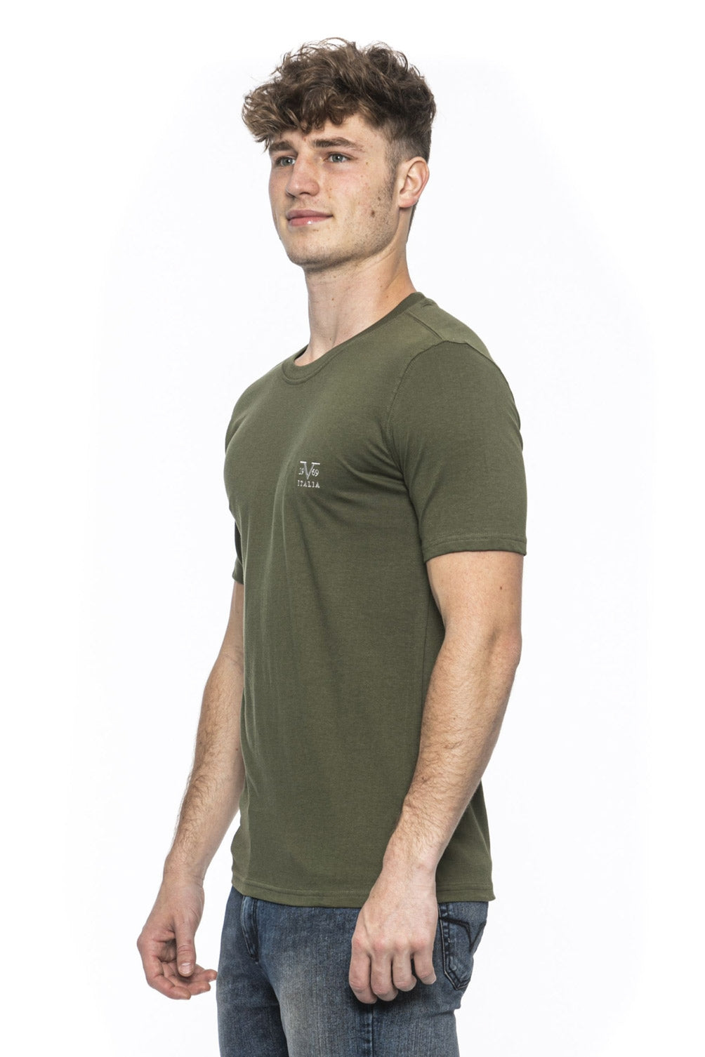 Camiseta Italia 19V69 para hombre, color verde, ERIC OLIVE
