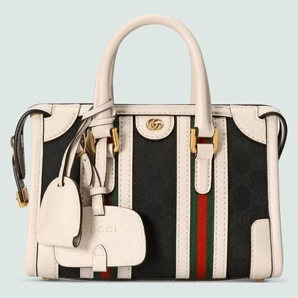 Bolso de hombro Gucci GG Monogram y piel en blanco y negro