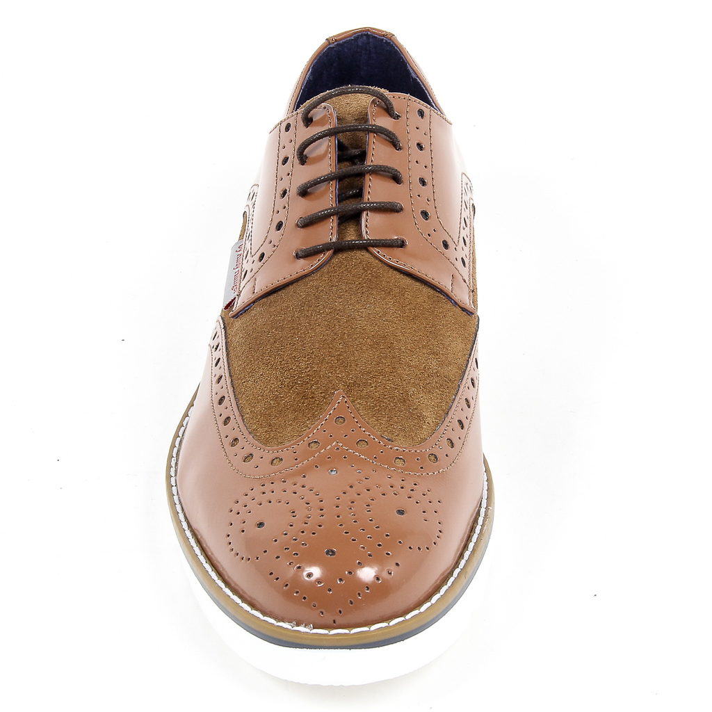Andrew Charles - Zapatos Oxford brogue para hombre 914 ABRASIVATO CAMOSCIO COGNAC