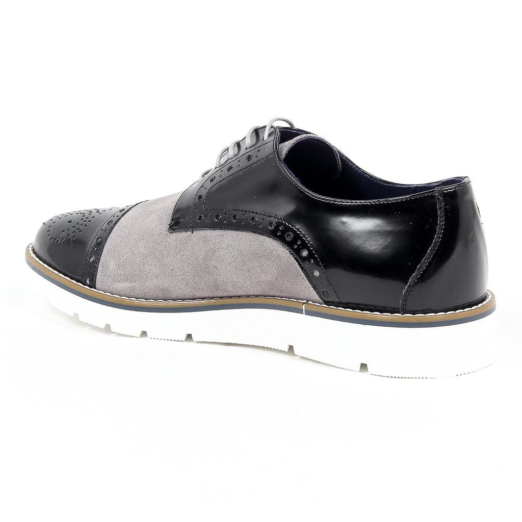 Andrew Charles - Zapatos Oxford brogue para hombre 911 ABRASIVATO CAM NERO GRIGIO