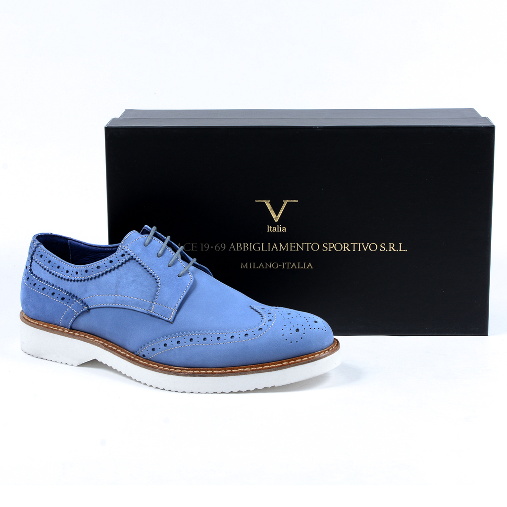 V 1969 Italia - Zapato Oxford Brogue para hombre, color azul, PEDRO