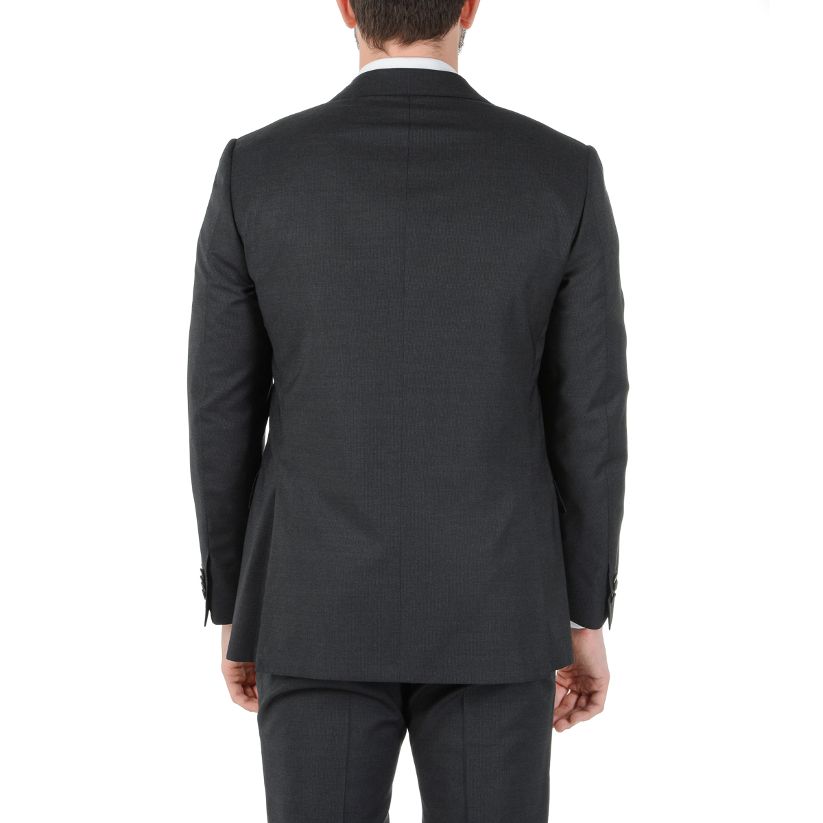Corneliani Mens Suit Long Sleeves Dark Grey Super 130's