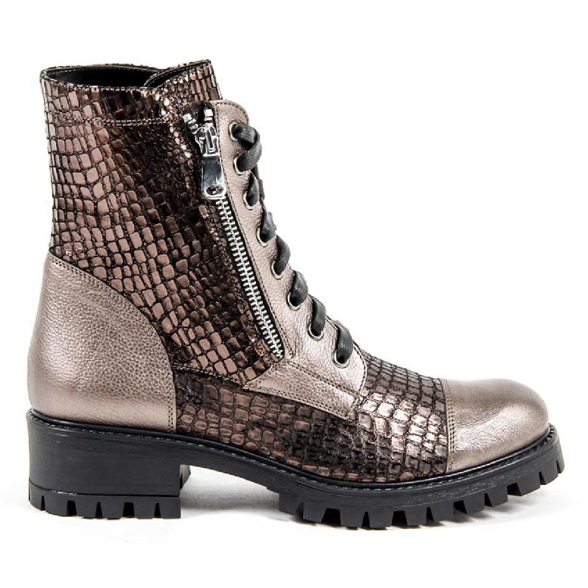 Bota corta Mujer V 1969 Italia B1476 VITELLO + PIETRA BRONZO