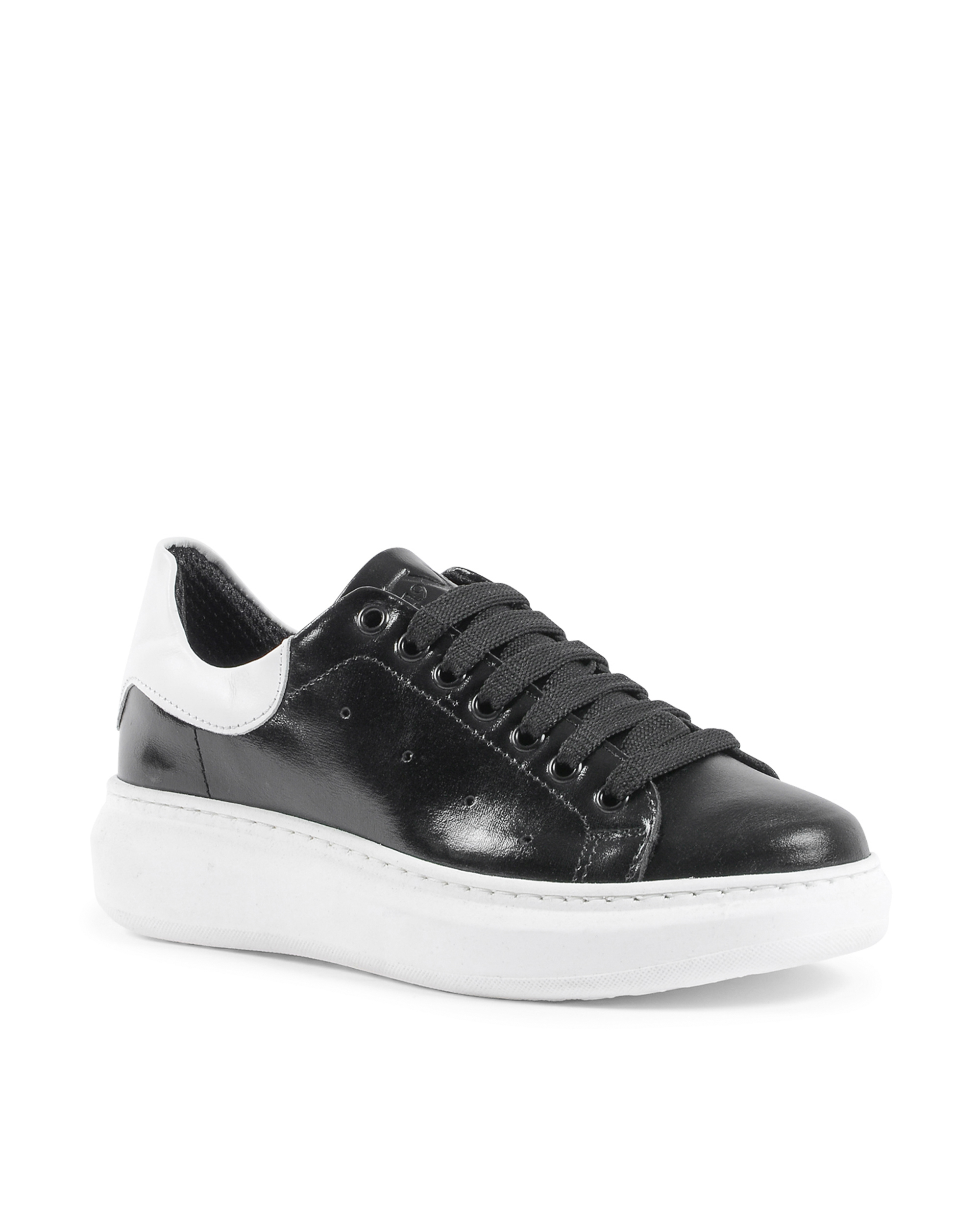 19V69 Italia Womens Sneaker Black White 719 PELLE NERO PELLE BIANCO