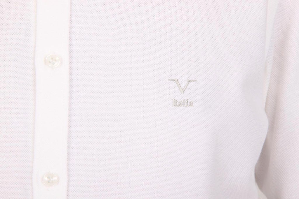 Camisa de manga larga para hombre V 1969 Italia Paris Piquet Bianco