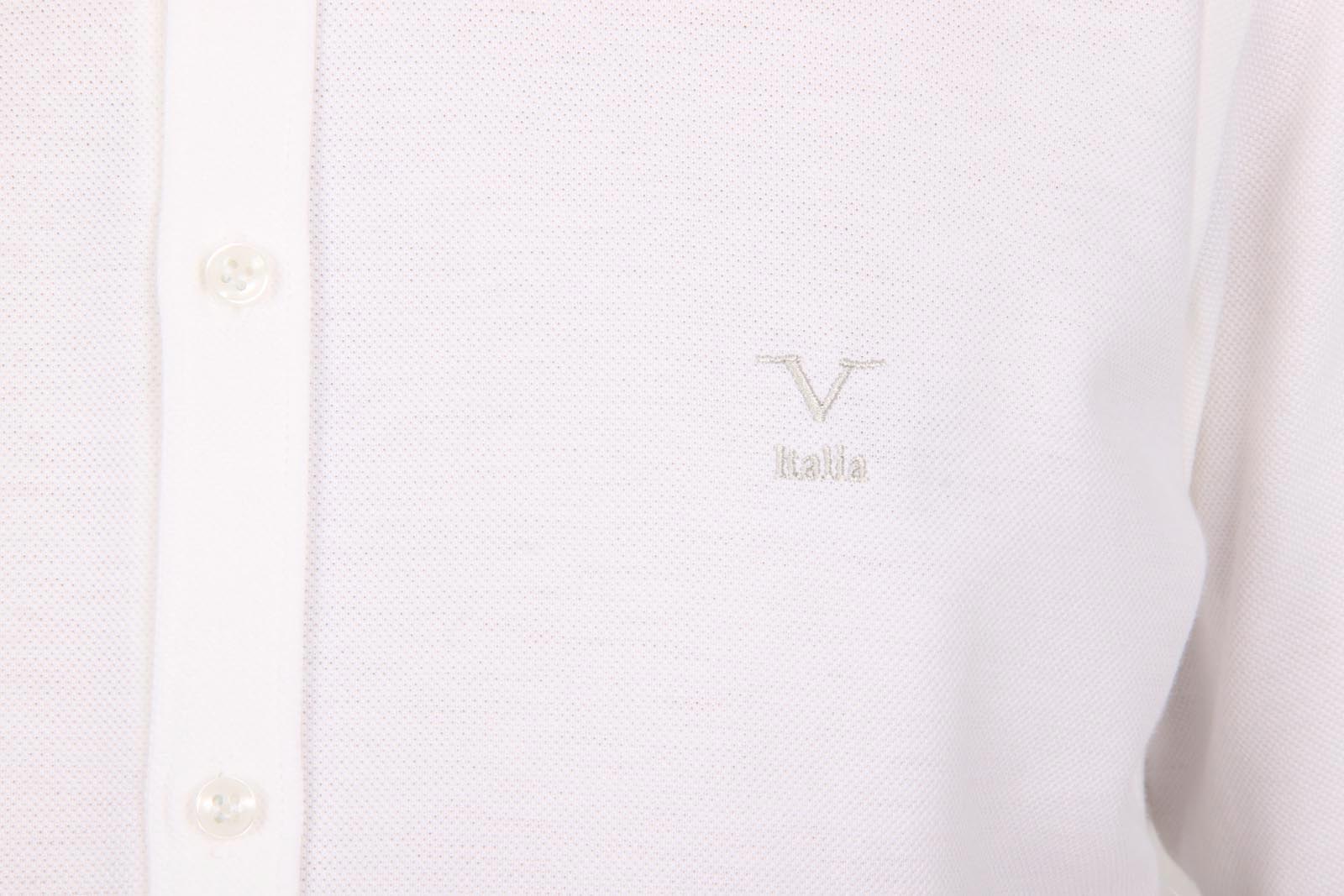 Camisa de manga larga para hombre V 1969 Italia Paris Piquet Bianco