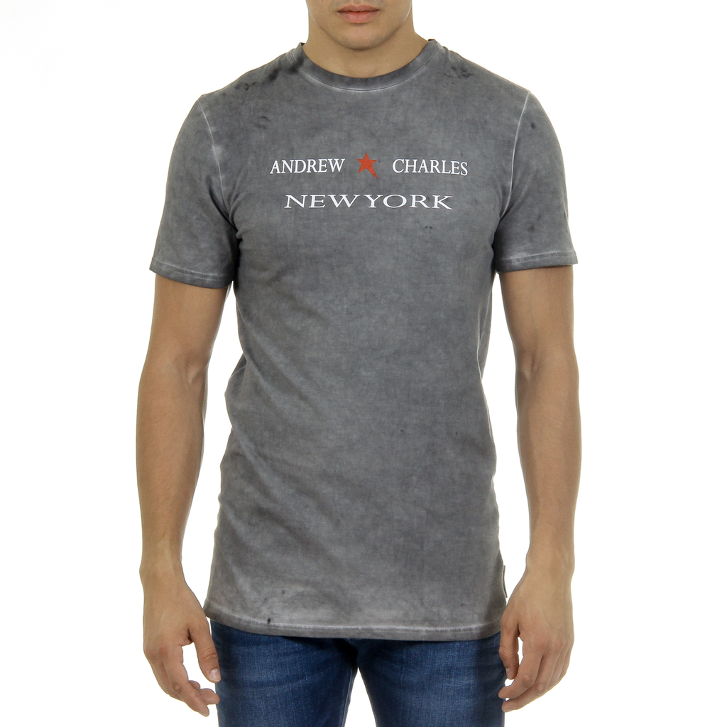 Camiseta Andrew Charles para hombre, manga corta, cuello redondo, gris claro, KARITA