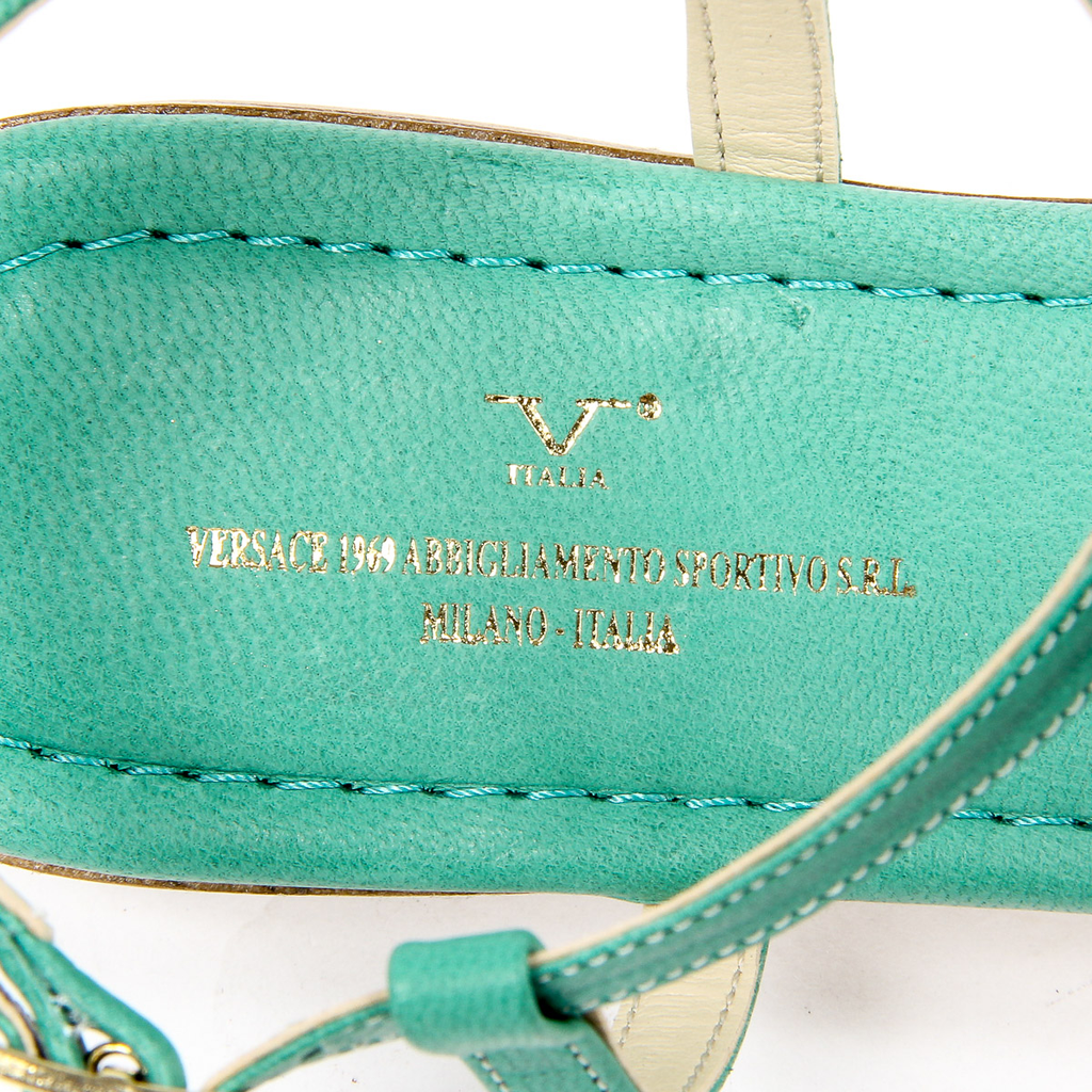 V 1969 Italia Sandalia plana para mujer Verde LISA