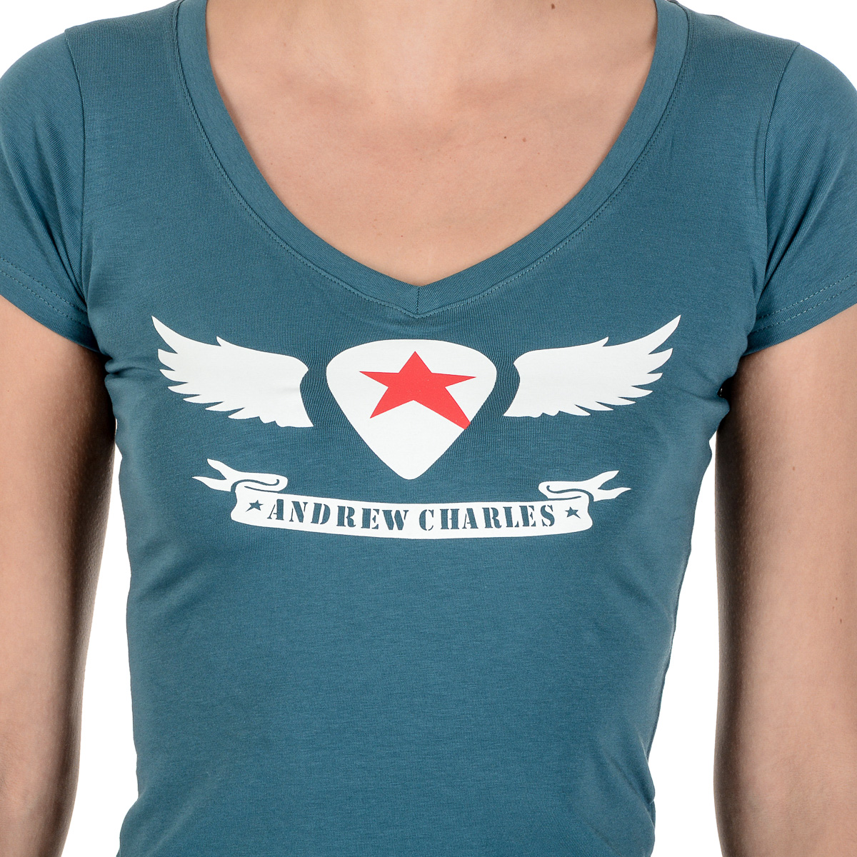 Camiseta Andrew Charles para mujer, manga corta, cuello en V, verde TAPIWA