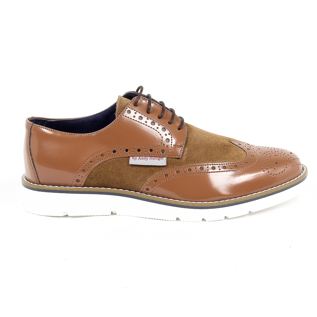 Andrew Charles - Zapatos Oxford brogue para hombre 914 ABRASIVATO CAMOSCIO COGNAC