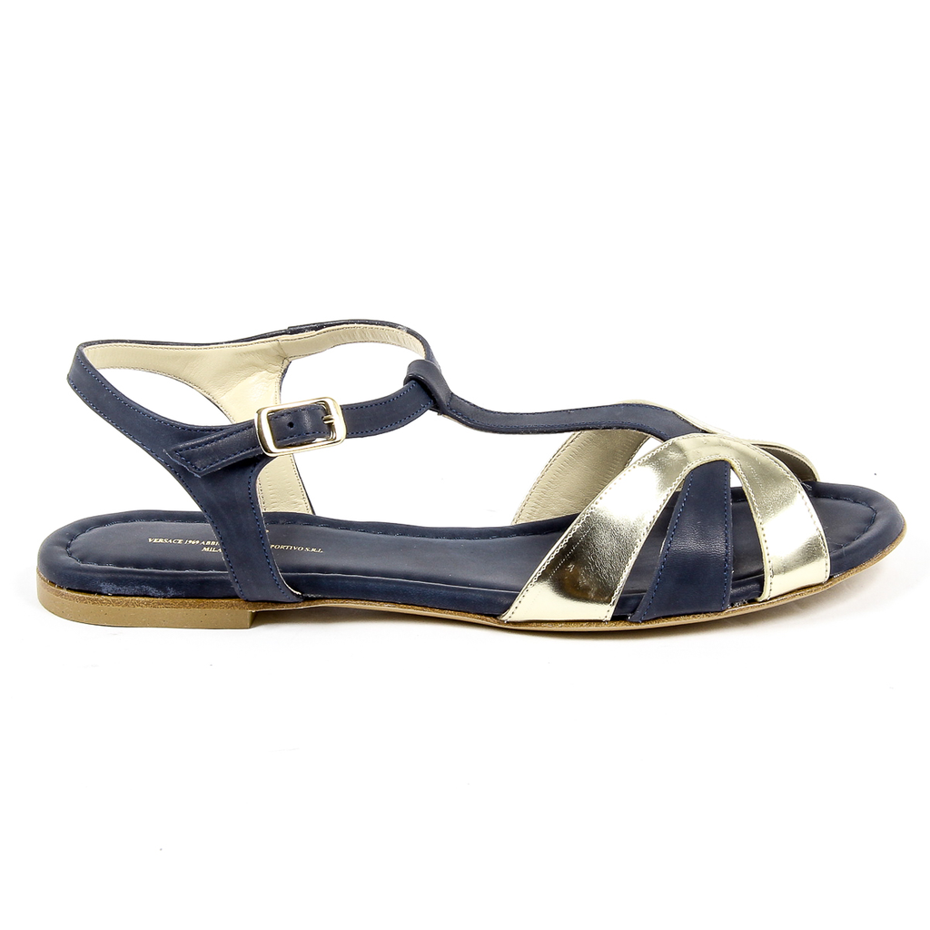 V 1969 Italia Sandalia plana para mujer Azul GRAZIA