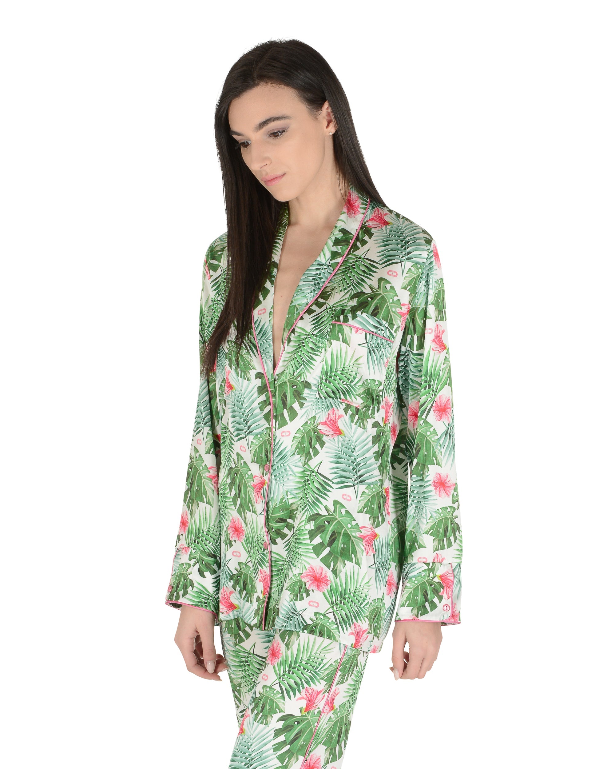 Pijama con estampado de palmeras