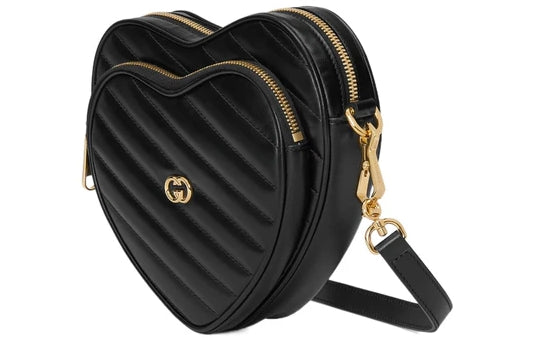 Bolso de hombro de piel Matelasse con forma de corazón