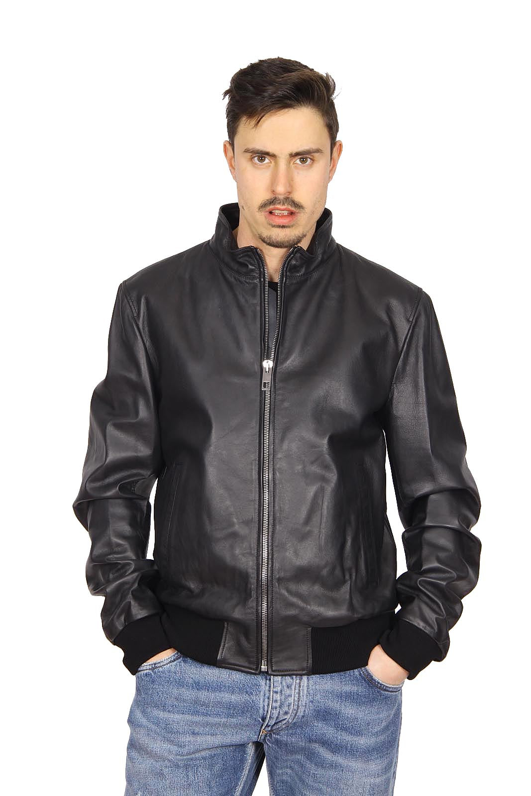 Chaqueta de cuero Dolce & Gabbana para hombre G9EN2L FUL3A N0000