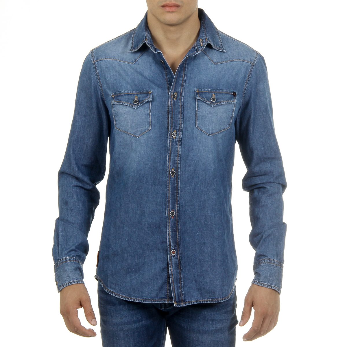Camisa vaquera de manga larga para hombre de Andrew Charles CAMILIA