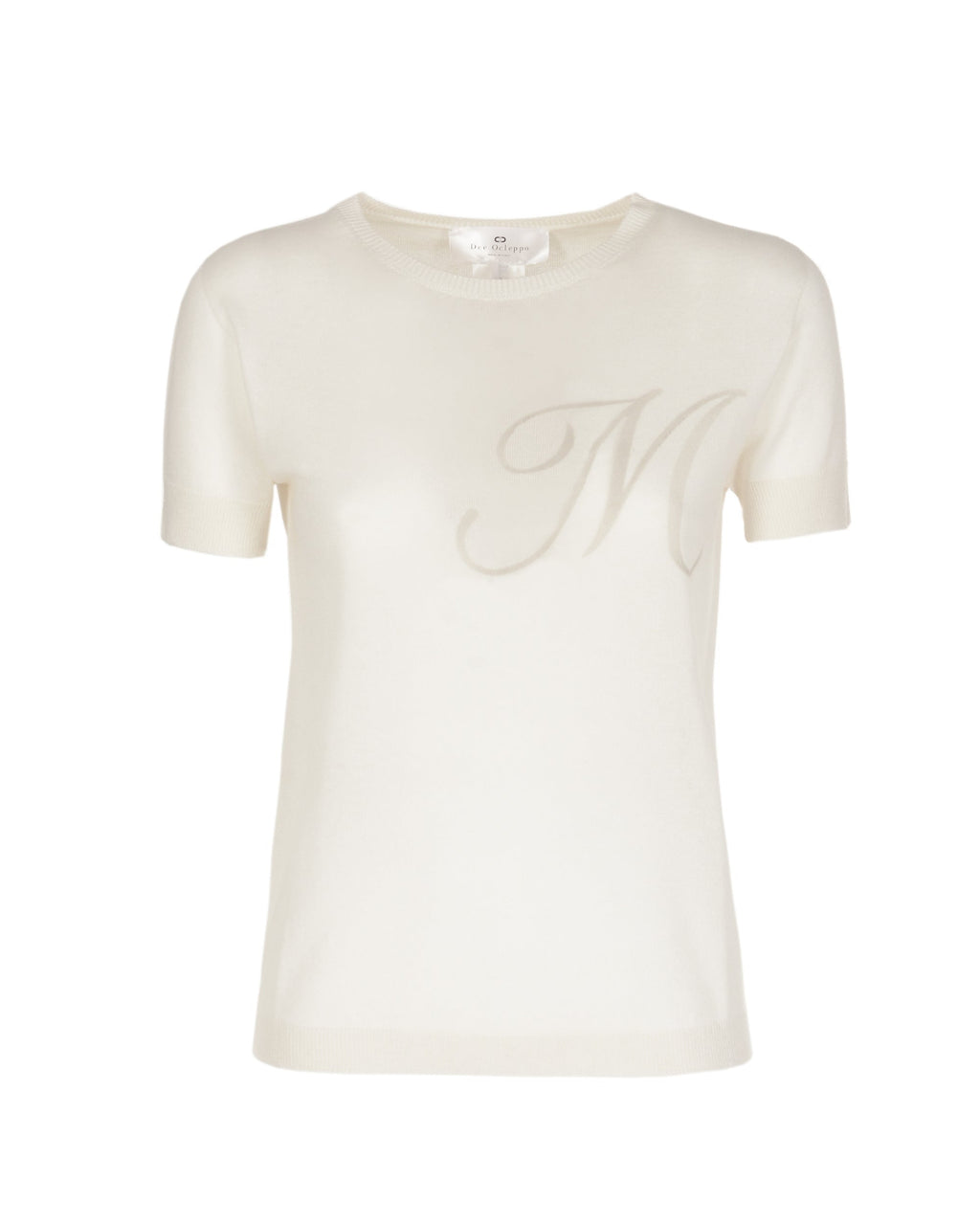 Jersey de cachemira de verano, cuello redondo, manga corta, color marfil