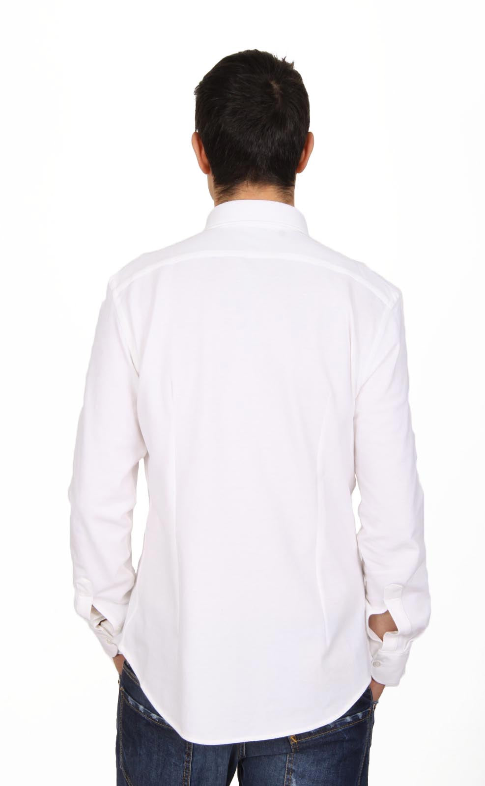 Camisa de manga larga para hombre V 1969 Italia Paris Piquet Bianco