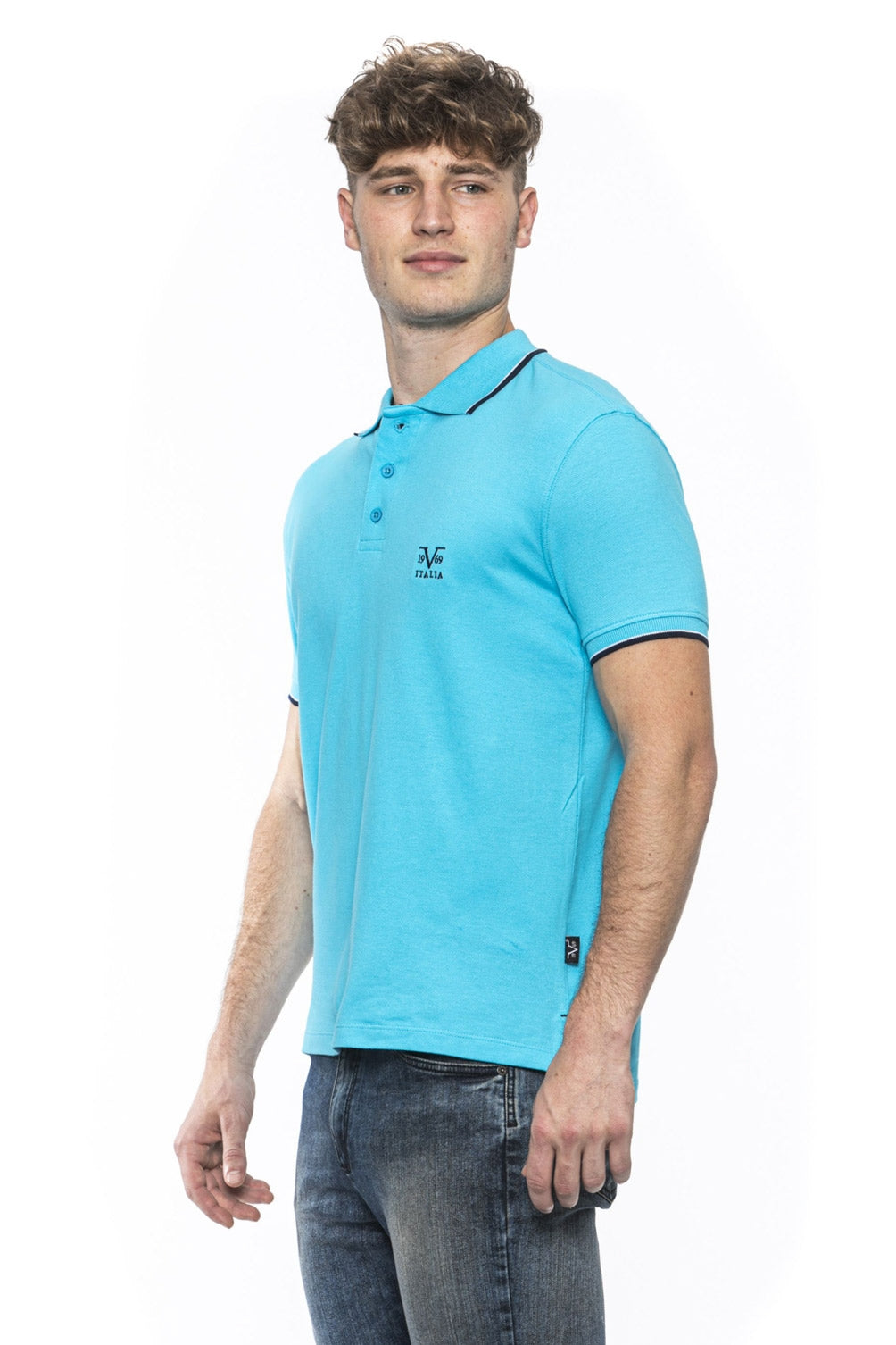 19V69 Italia Polo para hombre Azul Claro COSTINA TURQUESA