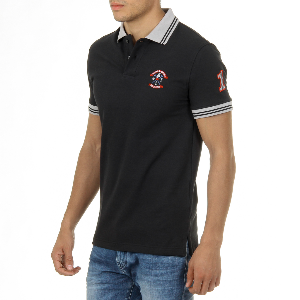Polo Ufford & Suffolk Polo Club para hombre, manga corta, negro, ENIGMA