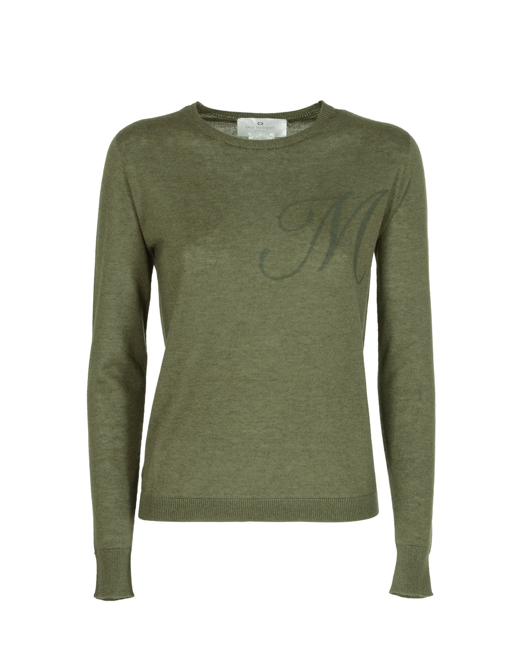 Jersey de cachemira de verano con cuello redondo y manga larga, color verde