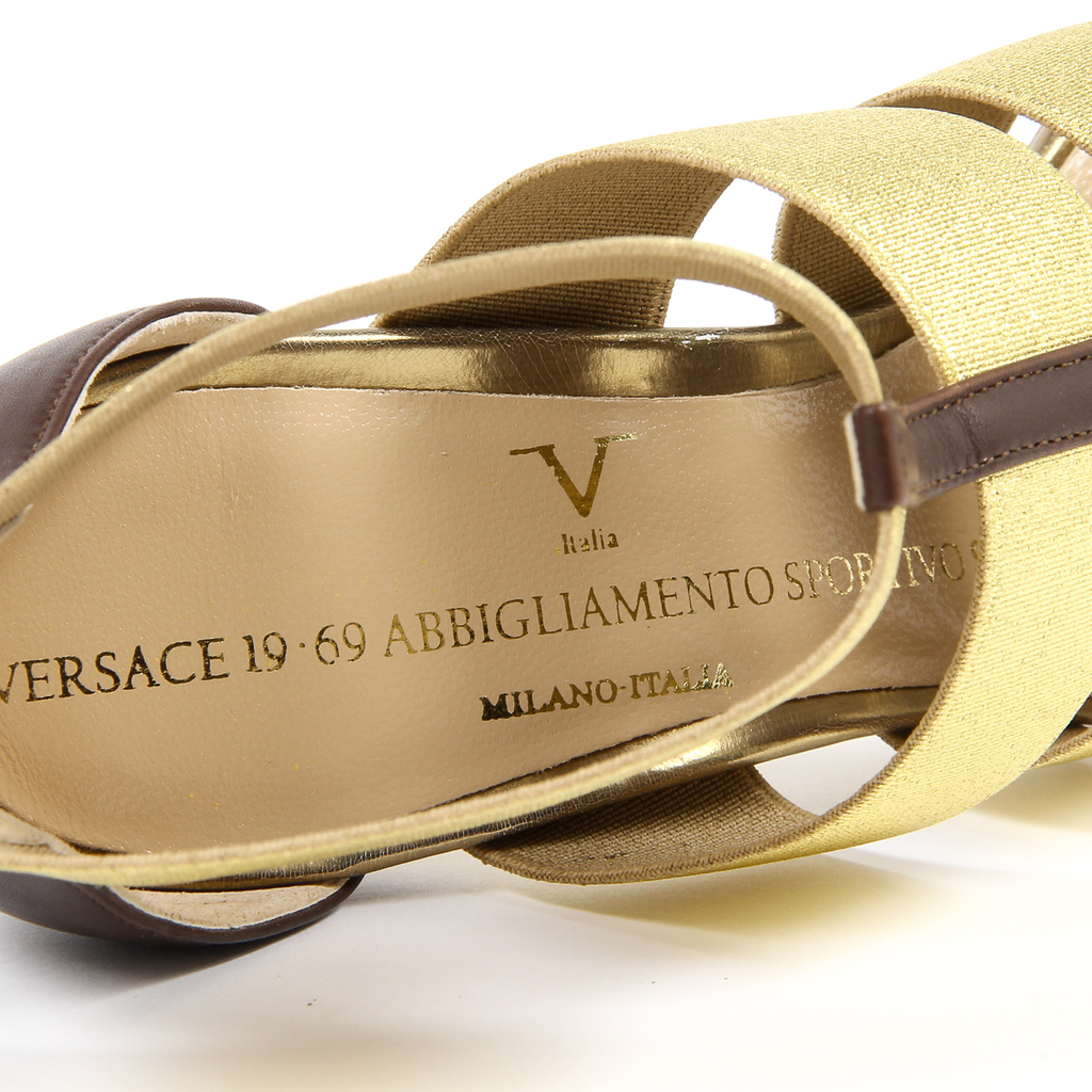 V 1969 Italia Womens Ankle Strap Sandal Gold ELSA