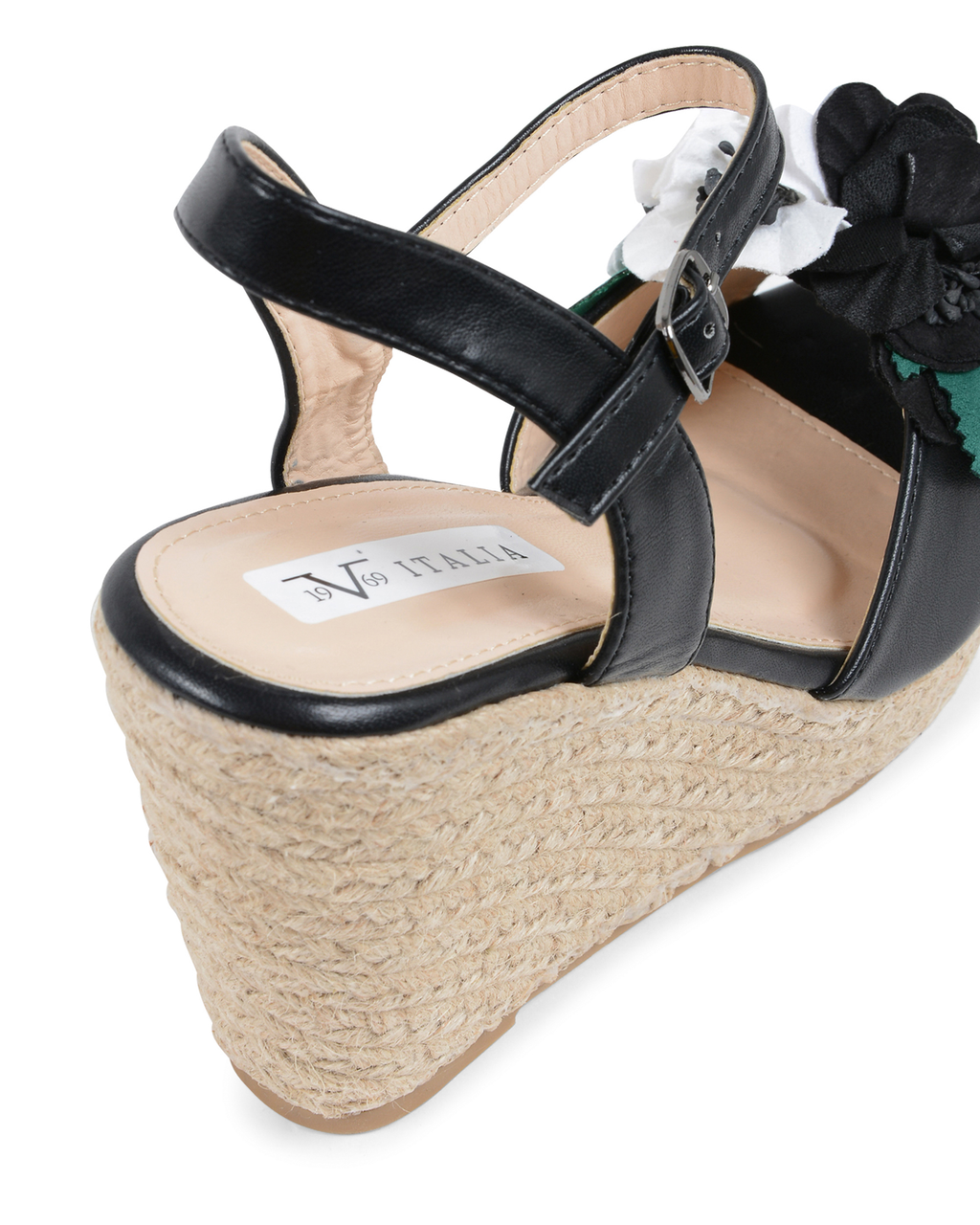 19V69 Italia Sandalia de cuña para mujer Negra V212 NEGRO