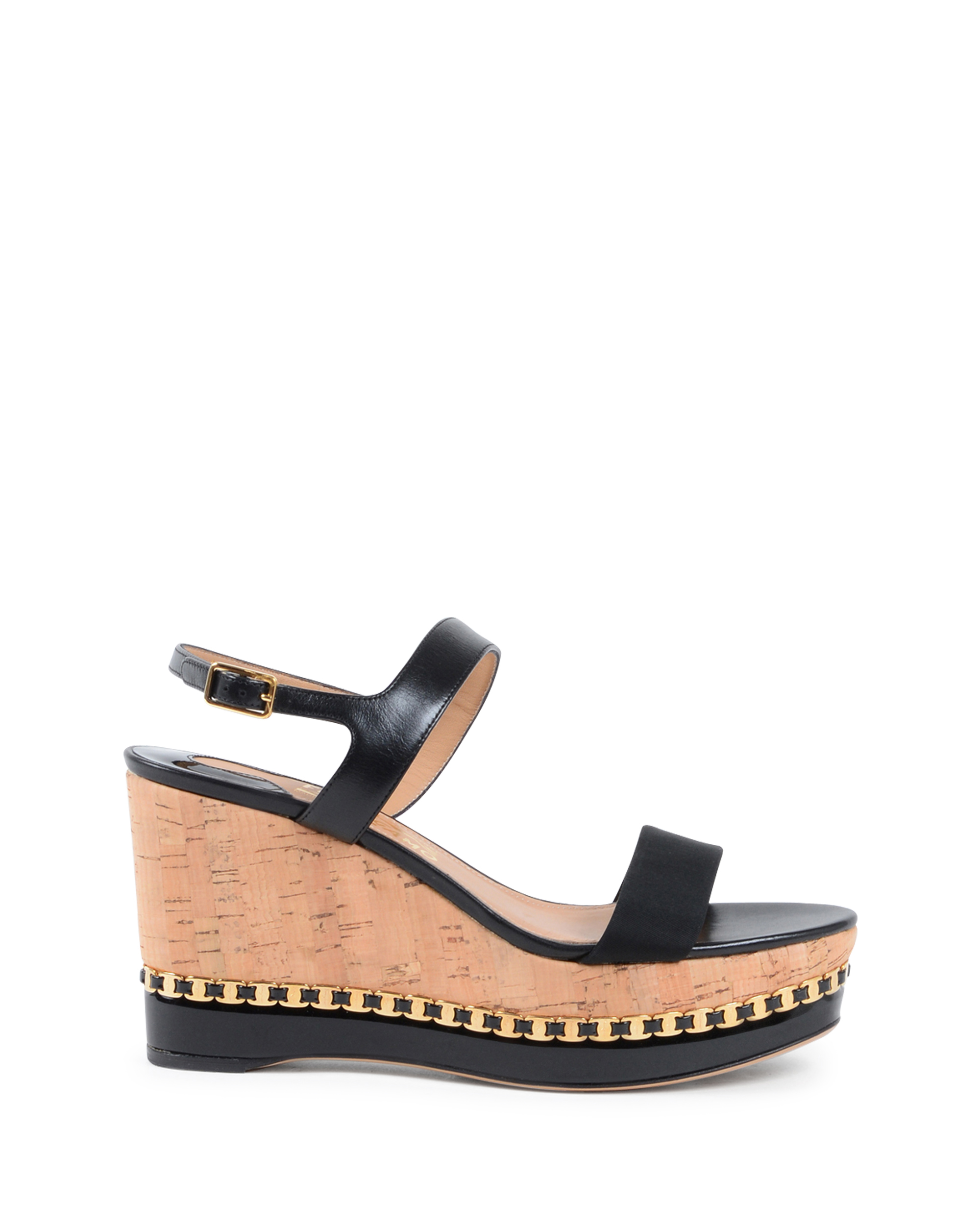 Sandalia de cuña para mujer Salvatore Ferragamo negra MOLLIE