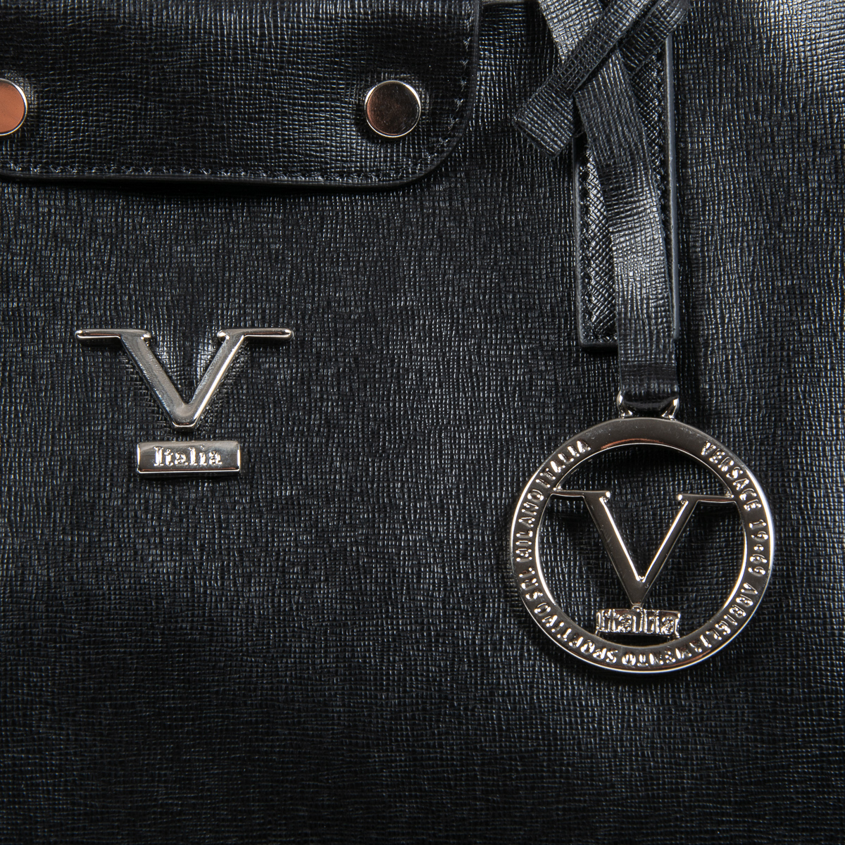 Bolso de mano para mujer V 1969 Italia en JERSEY negro