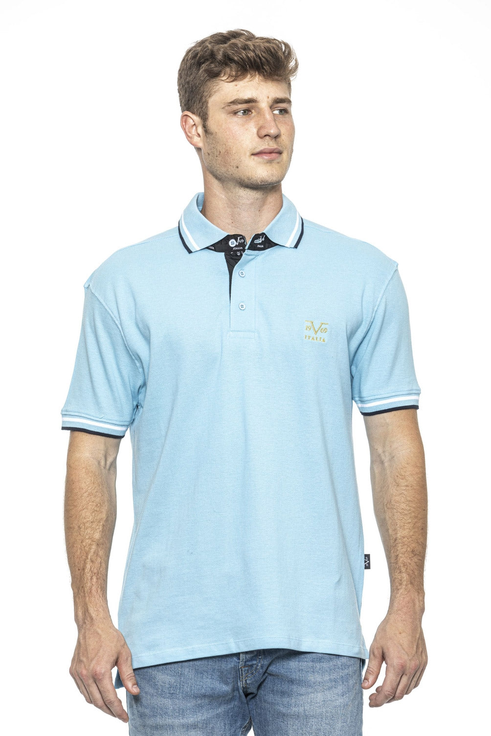 19V69 Italia Polo para hombre Azul RETRO AZUL CLARO