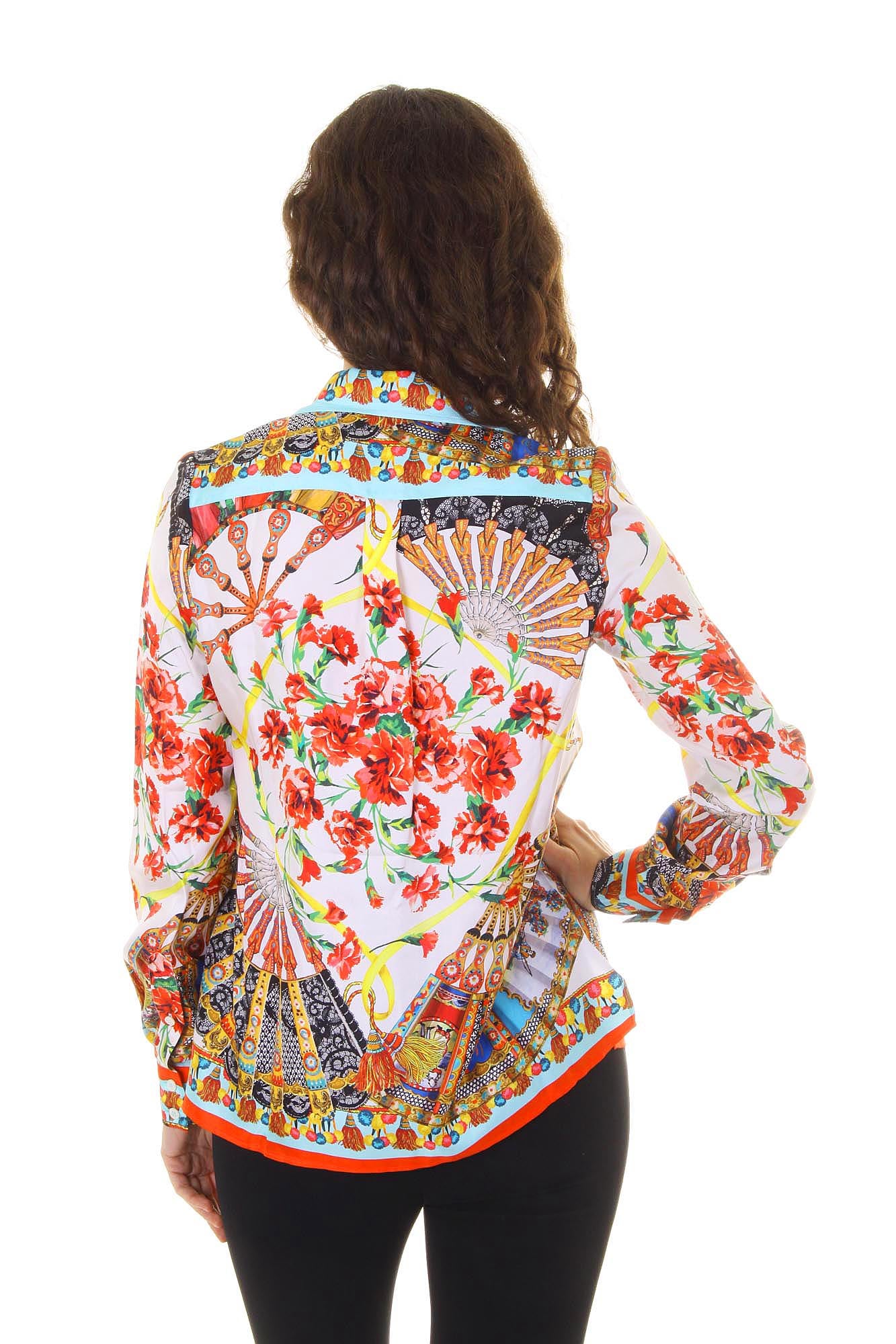 Dolce & Gabbana Carretto Siciliano camisa de mujer manga larga F5F01T FP122 X0800