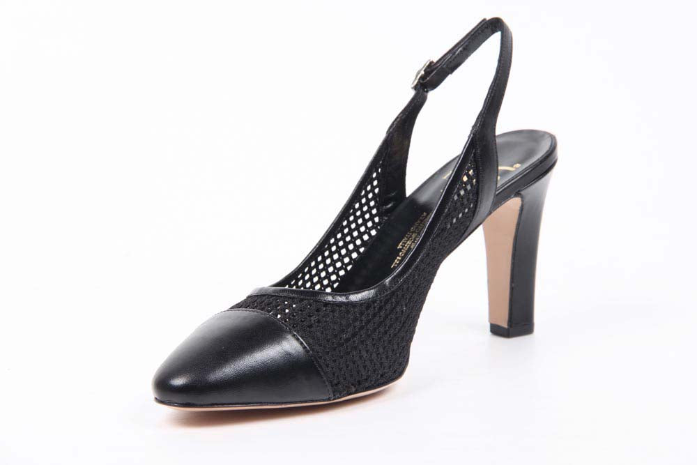 V 1969 Italia Zapatos de tacón con tira trasera para mujer 5512 LAU85 TES RETE NEW RODI NERO