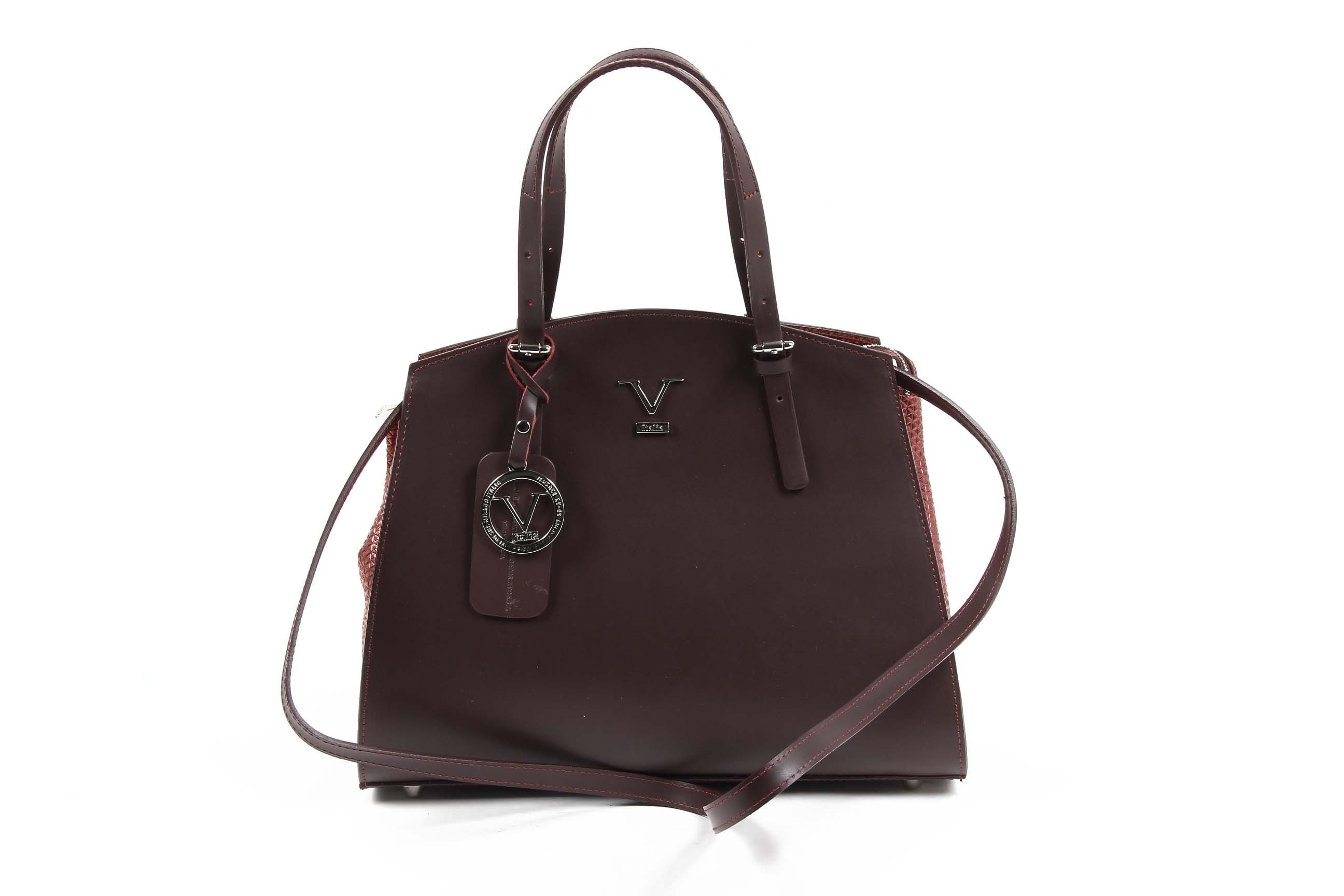 Bolso de mano para mujer V 1969 Italia V016-S RUGA STAMPATO BORDEAUX
