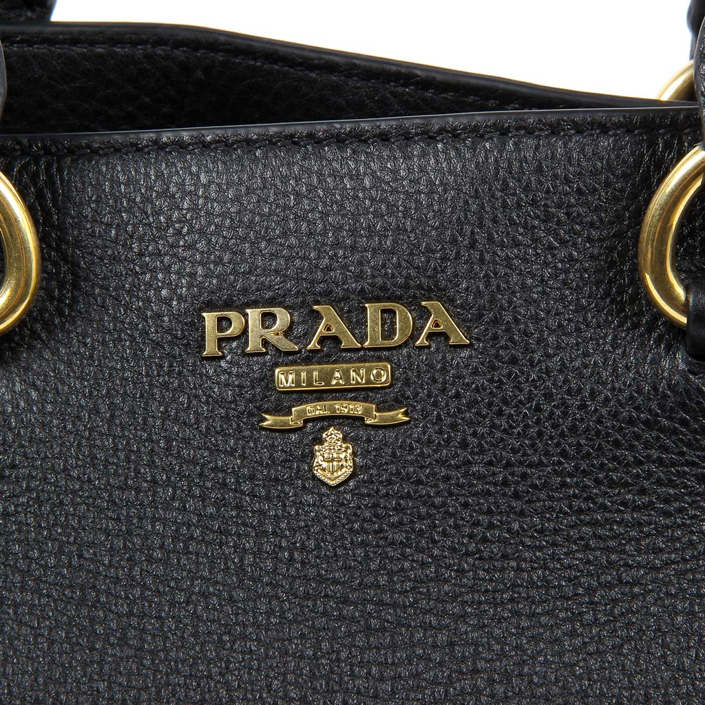 Bolso shopper Prada Vitello Phenix de piel negro