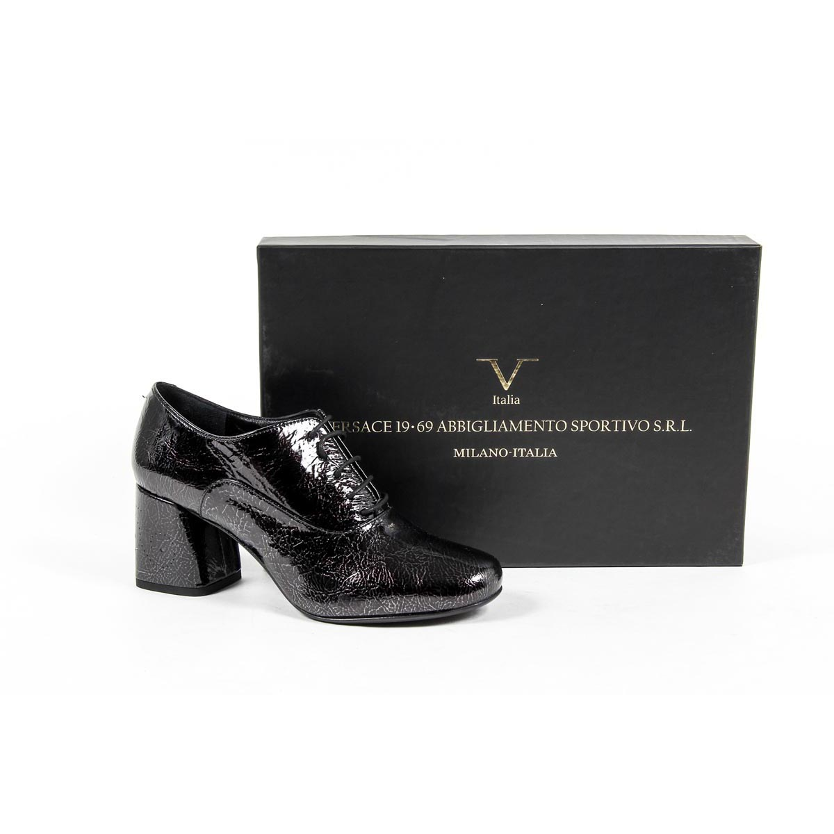 V 1969 Italia - Zapato Oxford de tacón para mujer B2461 CRASH NERO