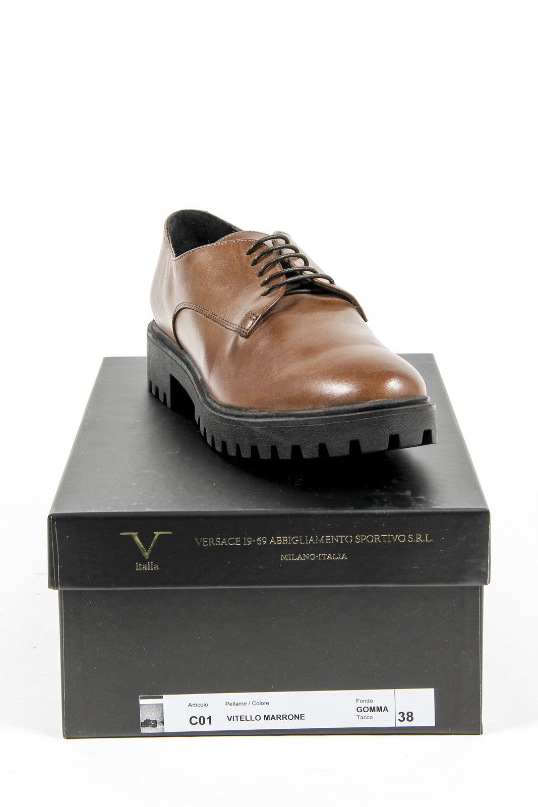 Zapatos con cordones para mujer V 1969 Italia C01 VITELLO MARRONE