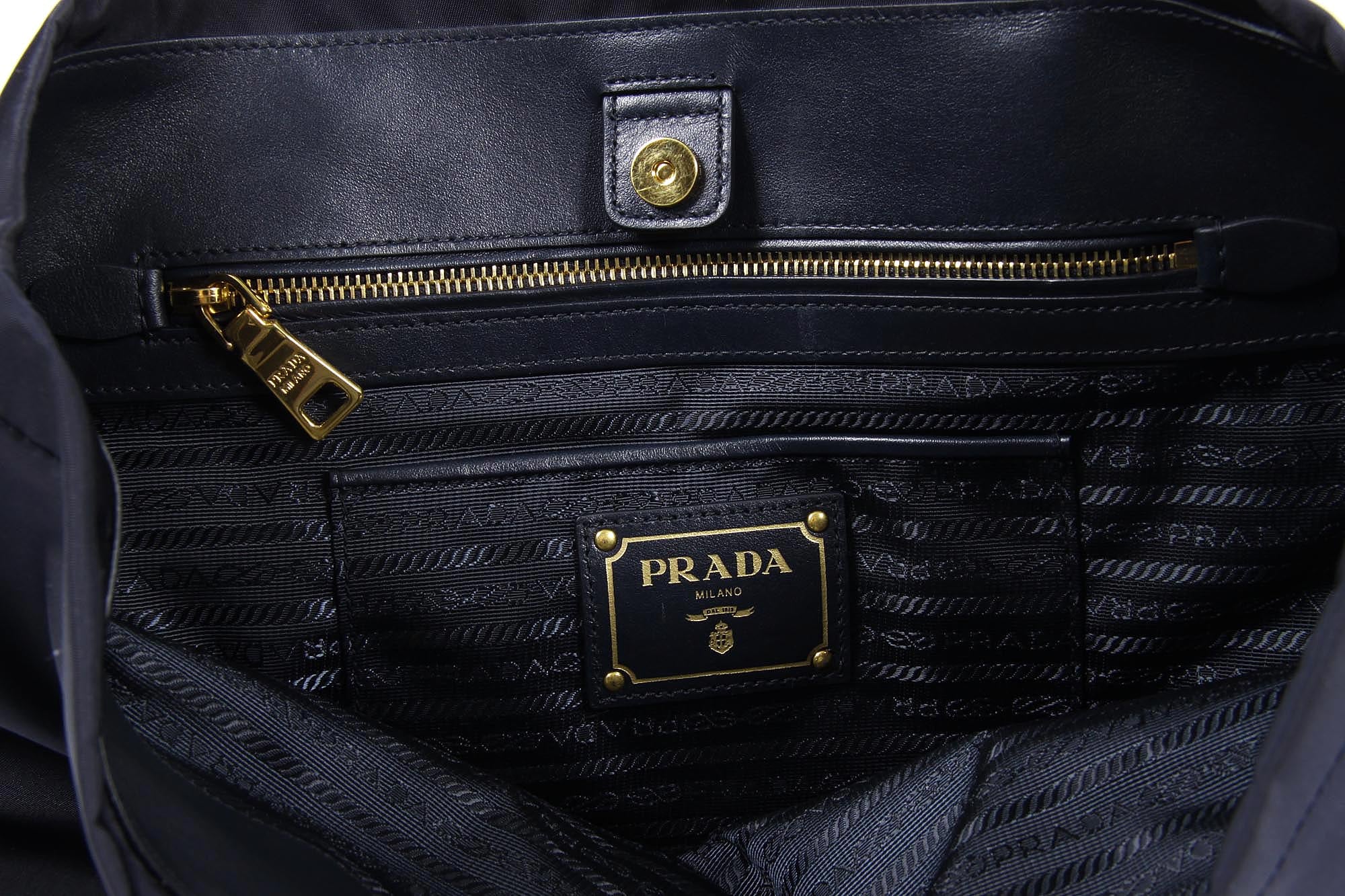 Bolso tote Prada BN1902 Bleu Tessuto Soft Calf