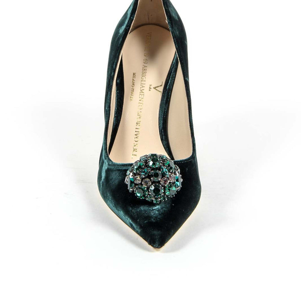 Zapatos de salón para mujer V 1969 Italia 3104104 VELLUTO VERDE