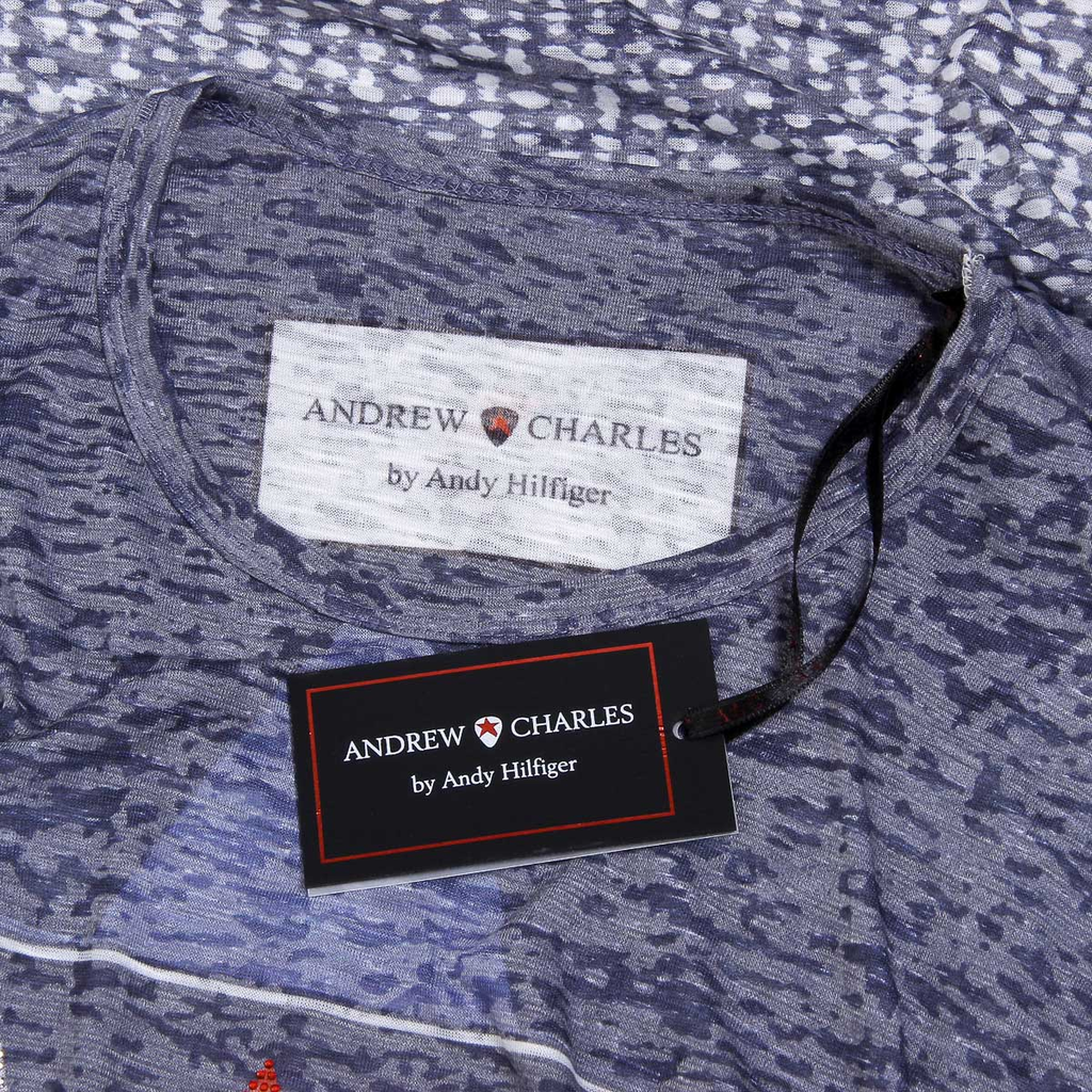 Andrew Charles Mens T-Shirt Short Sleeves Round Neck Blue LEVI