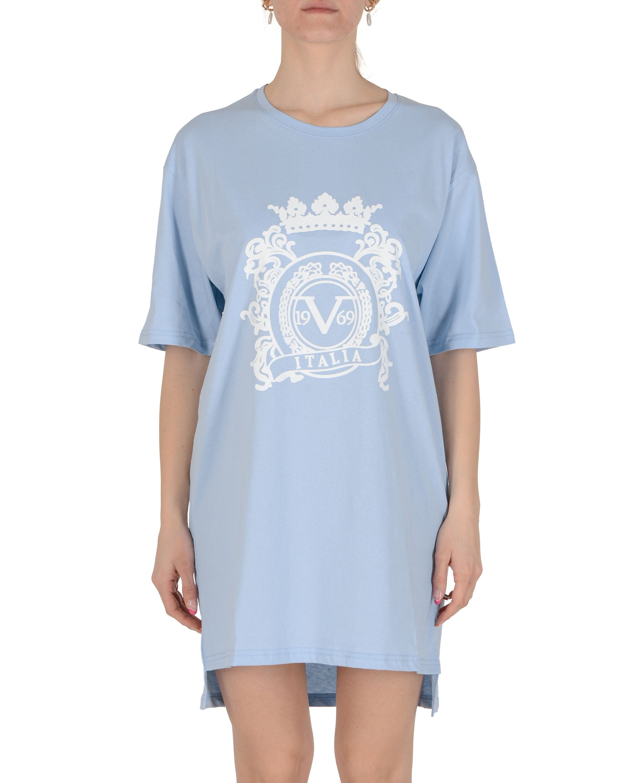 19V69 Italia Camiseta larga para mujer azul claro VESTITO AZUL CLARO