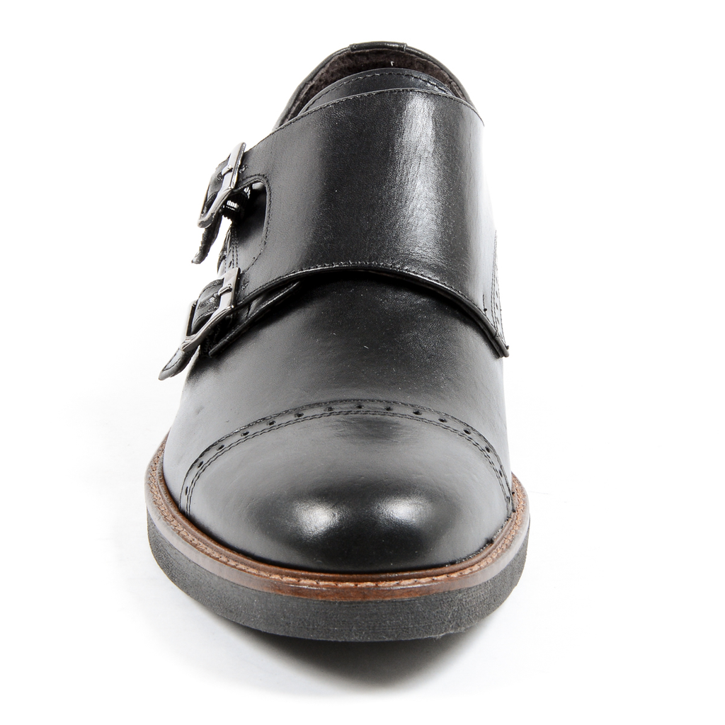 Andrew Charles Mens Monk Strap Shoe Black KURT
