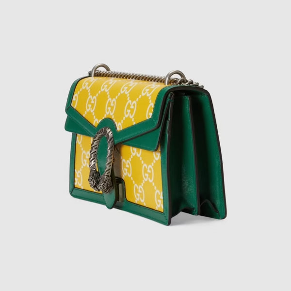 Bolso de hombro Gucci GG Leather Dionysus verde amarillo