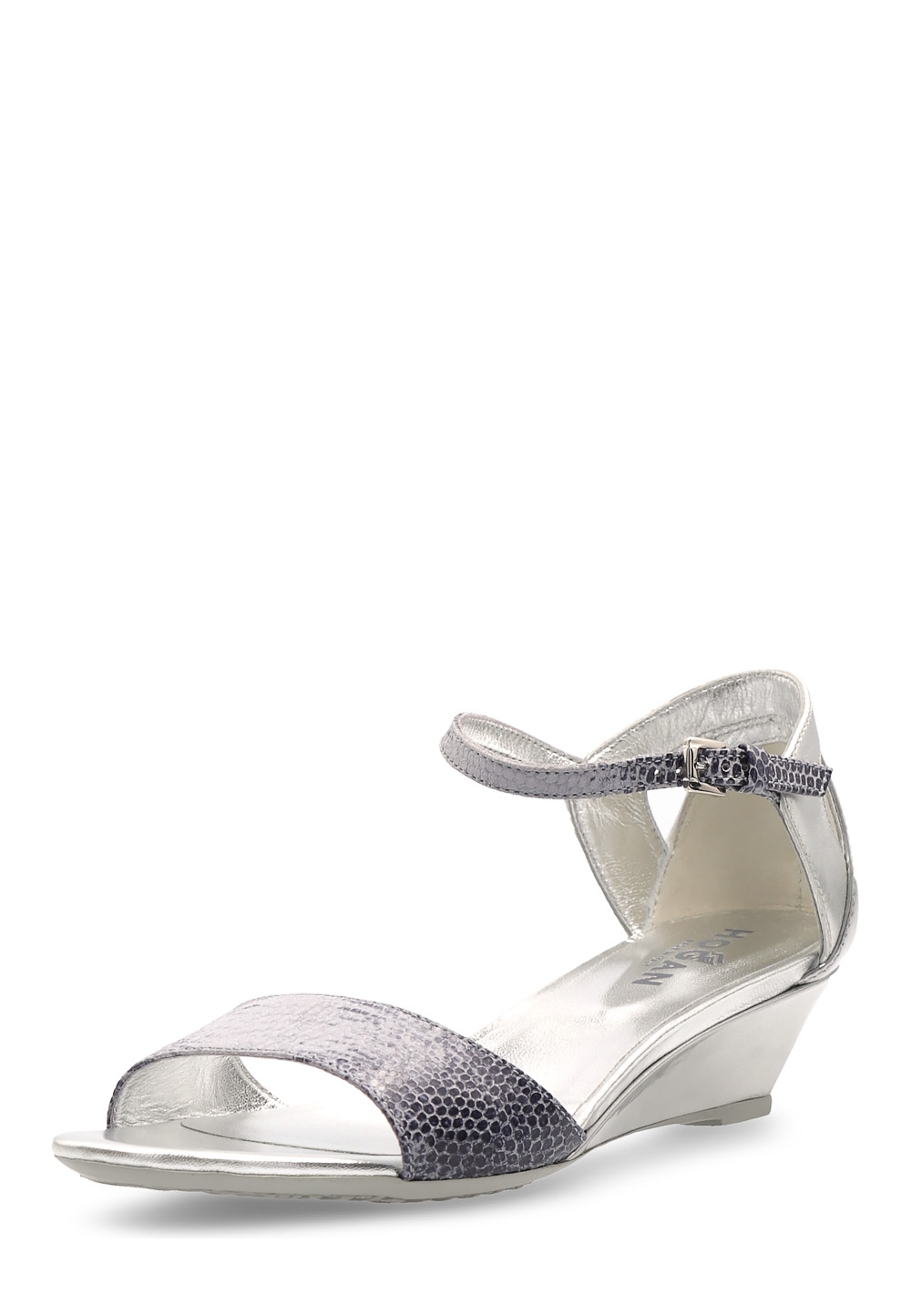 Sandalia de cuña Hogan para mujer, color plata, HXW2300N41055UQER46