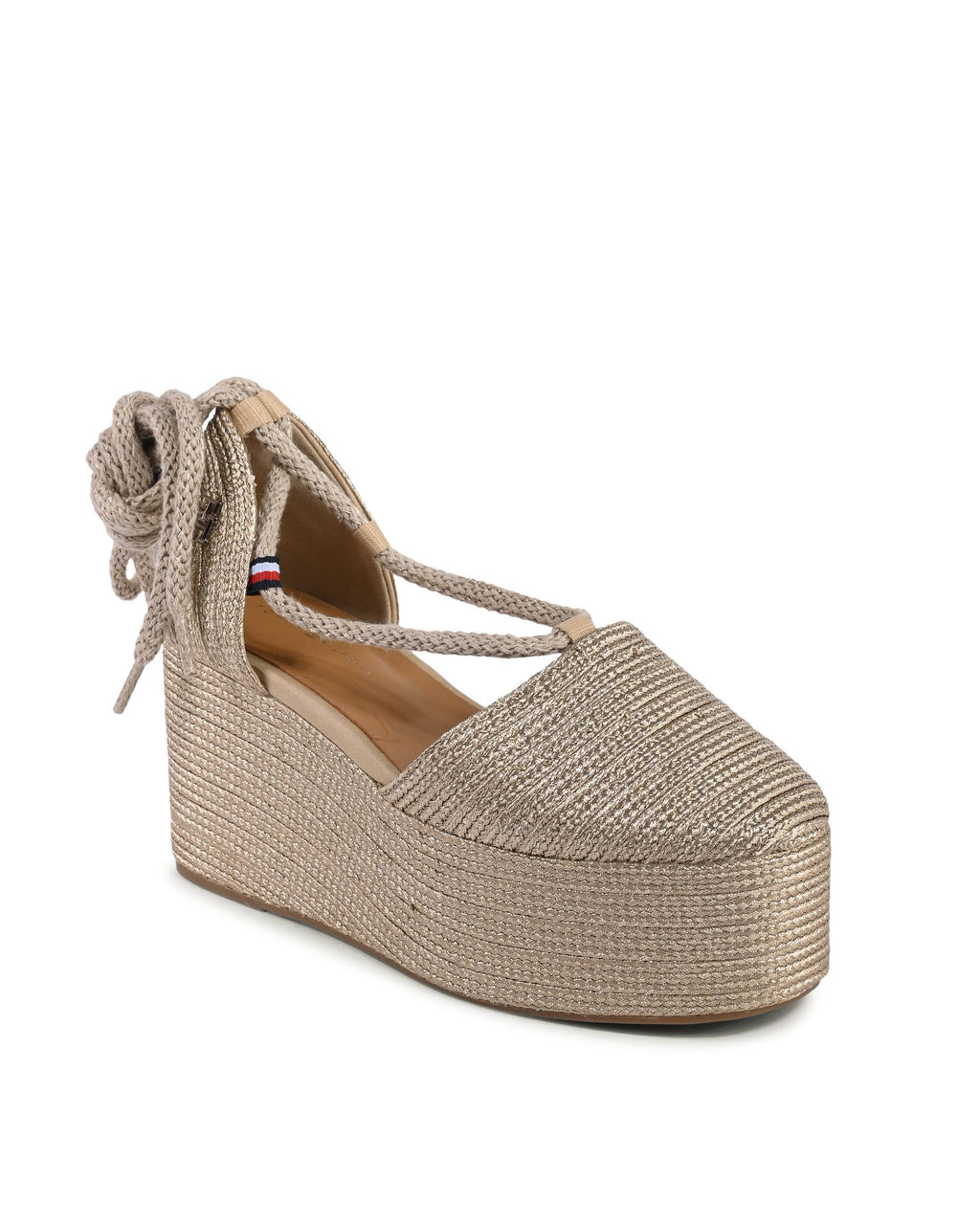 Tommy Hilfiger - Sandalias de cuña doradas para mujer FW0FW080500HS