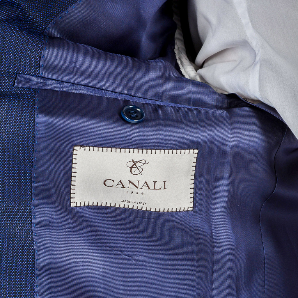 Canali Mens Suit Long Sleeves Blue Water Resistant
