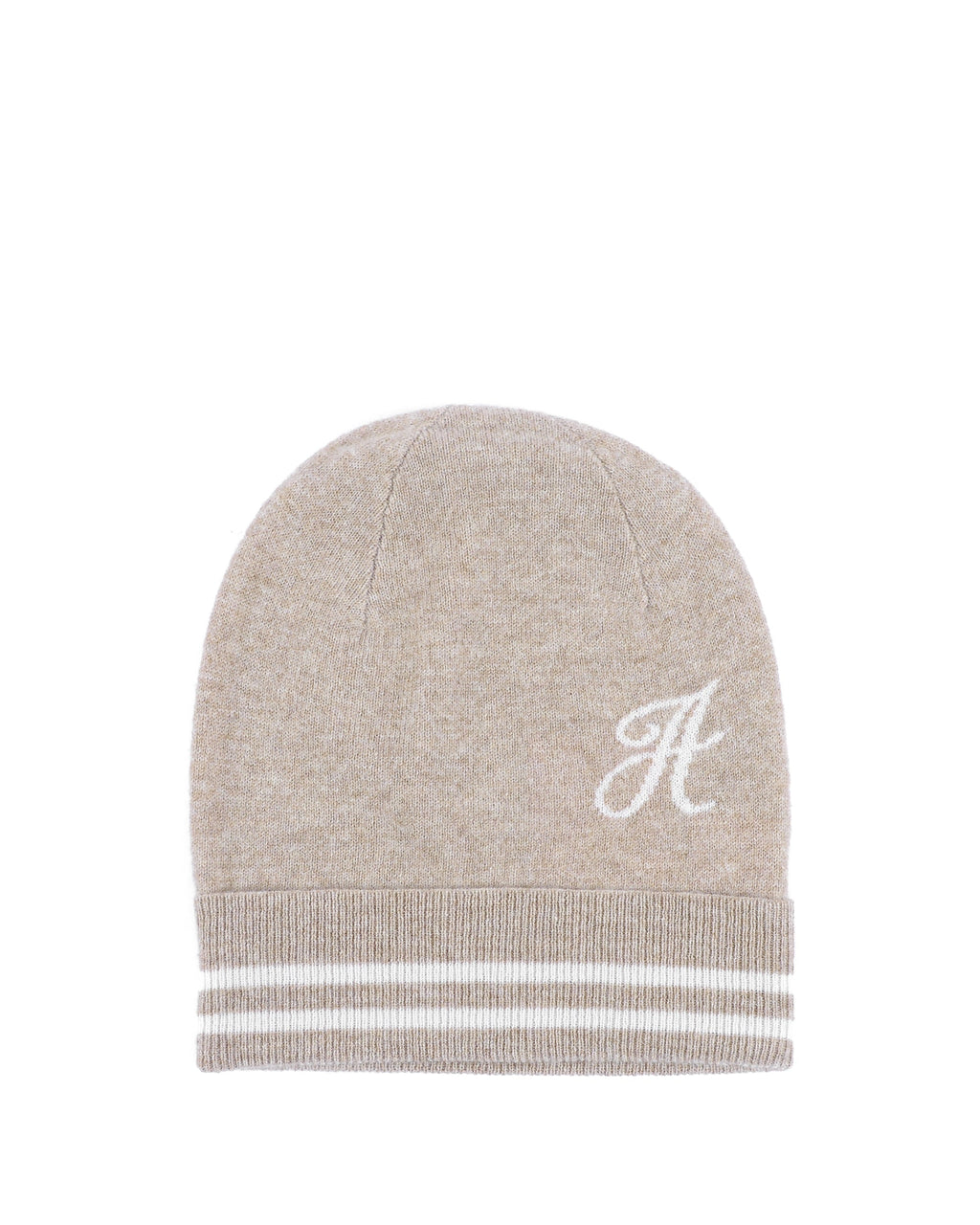 Gorro de cachemira con monograma - Camel