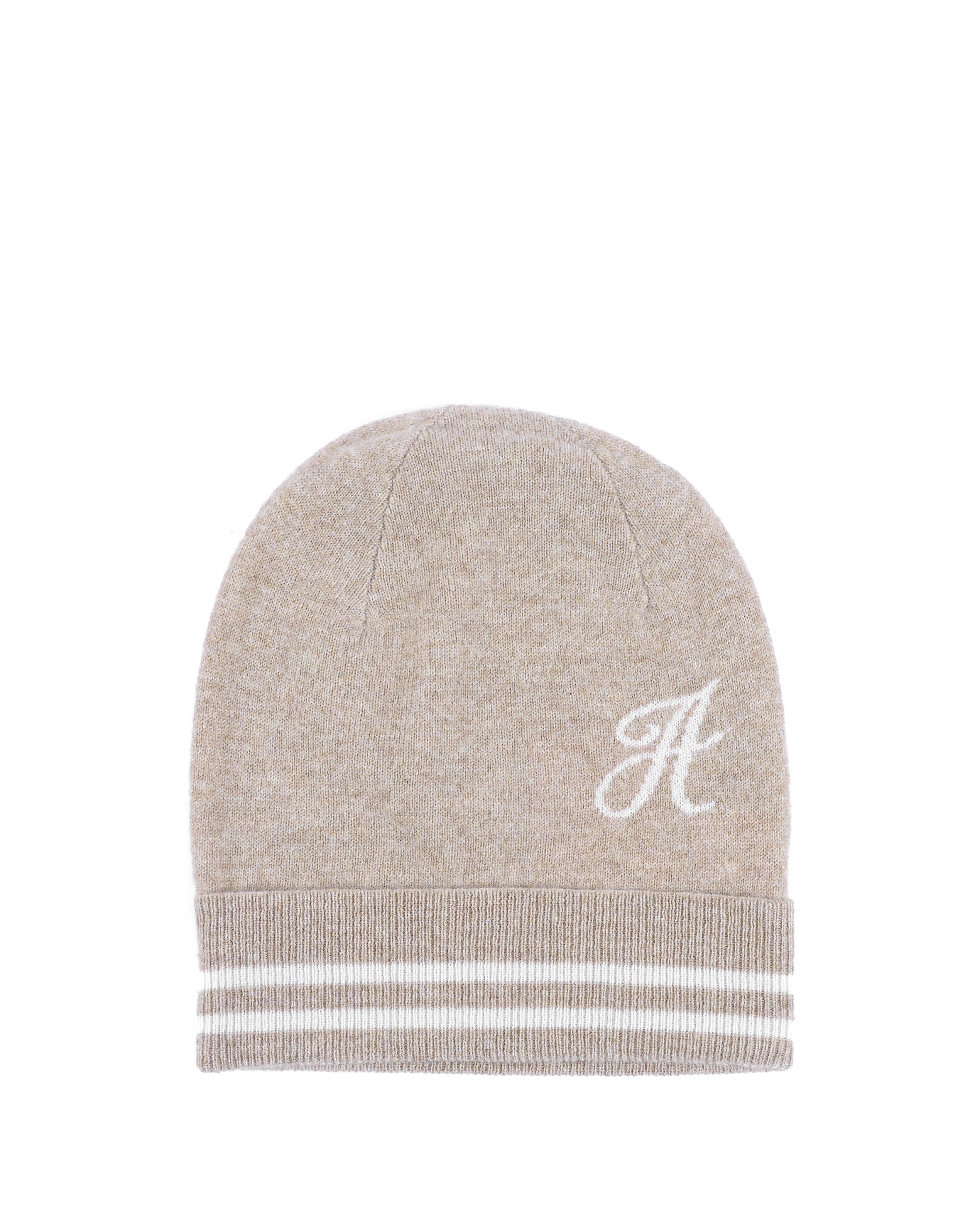 Gorro de cachemira con monograma - Camel