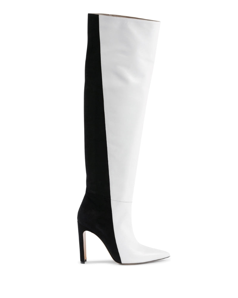Alexandra - Bota Alta Negro Blanco 