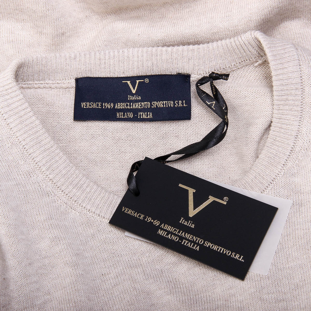 Suéter V 1969 Italia para hombre, manga larga, cuello redondo